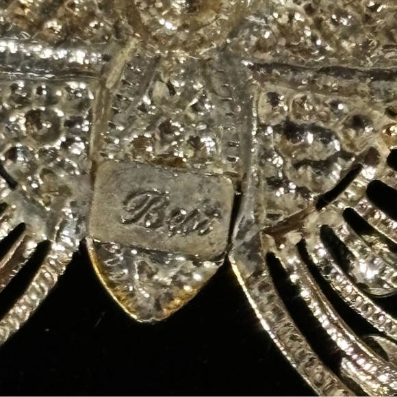 Best Vintage silver and gold tone rhinestone pendant or brooch - Picture 3 of 10